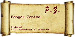 Panyek Zenina névjegykártya